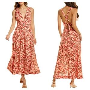 NWT NICHOLAS Red Haisley Linen-blend A-line Dress (25)